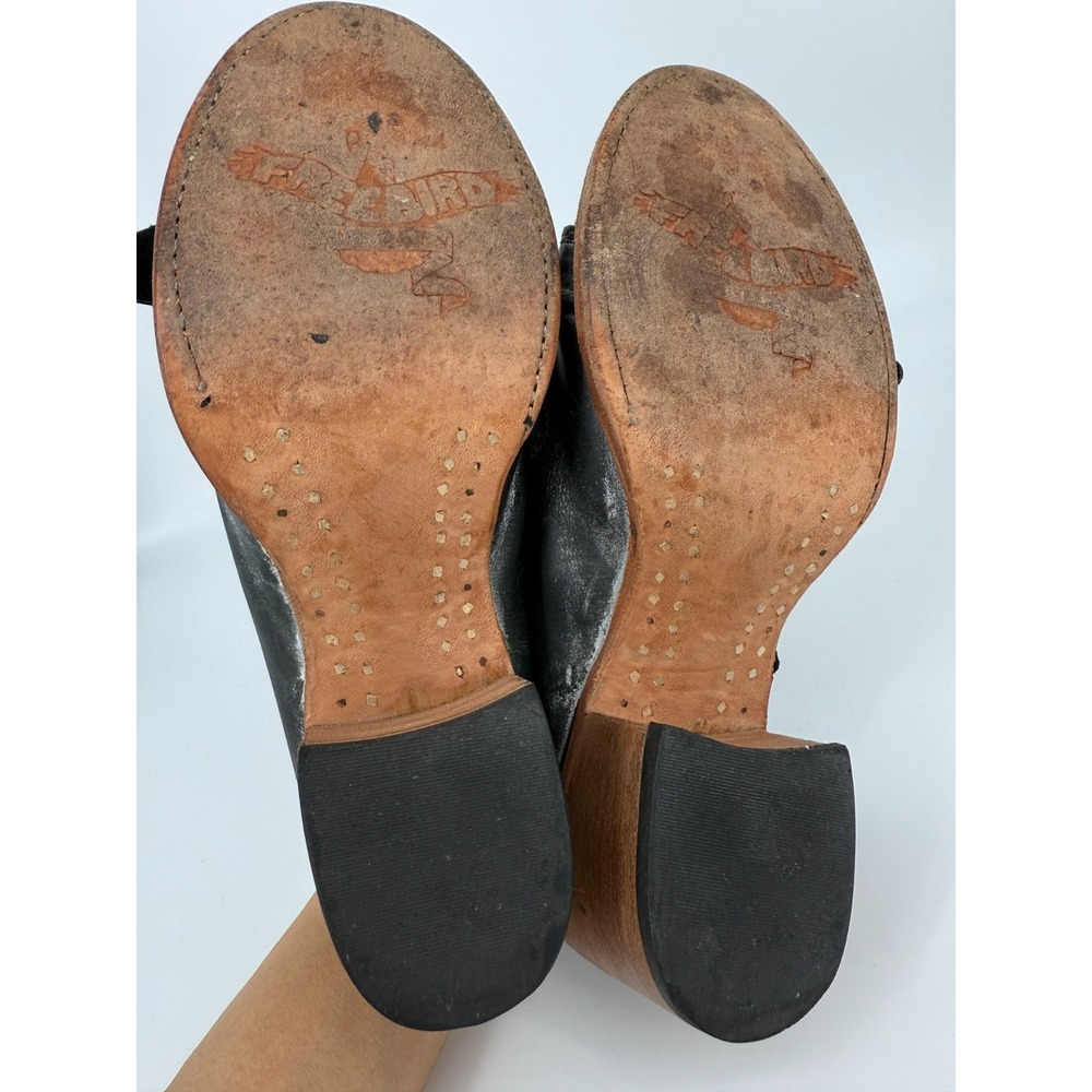 Freebird by Steven Caprice Buckle Sandals Wood Heel Womens 9  Leather Black Boho - Picture 12 of 13